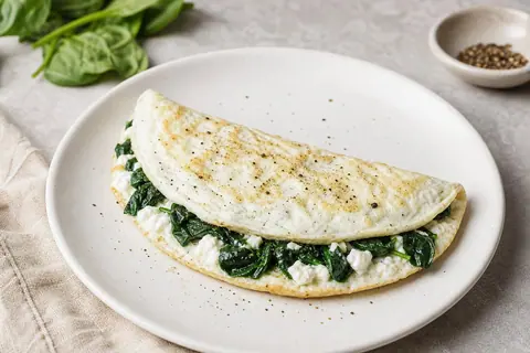 Imagen ilustrativa de Tortilla de claras, huevo, espinaca y cottage