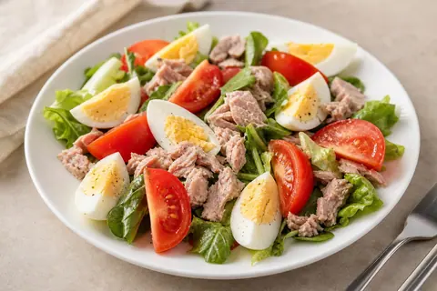 Imagen ilustrativa de Ensalada de atún, huevo y tomate