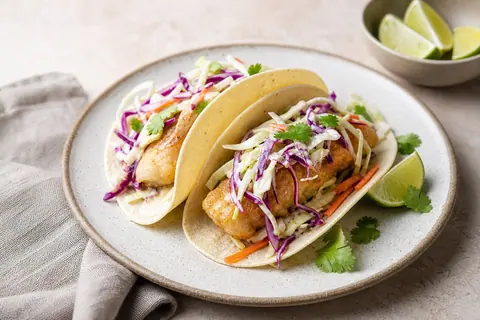 Imagen ilustrativa de Tacos de merluza y col crujiente