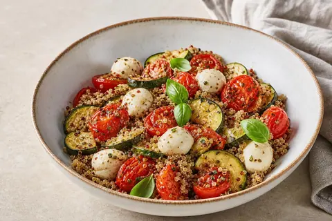 Imagen ilustrativa de Ensalada tibia de quinoa, mozzarella y tomate asado