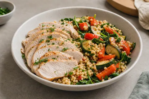 Imagen ilustrativa de Bowl de pavo, cuscús y verduras