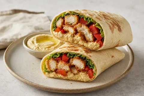 Imagen ilustrativa de Wrap crujiente de pollo y hummus