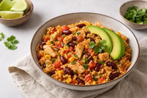 Imagen ilustrativa de Arroz tex-mex con pavo y alubias
