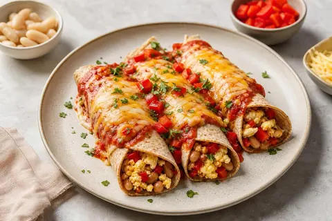Imagen ilustrativa de Enchiladas de alubias, huevo y queso ligero