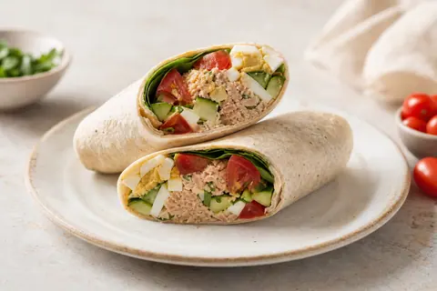 Imagen ilustrativa de Wrap mediterráneo de atún y huevo