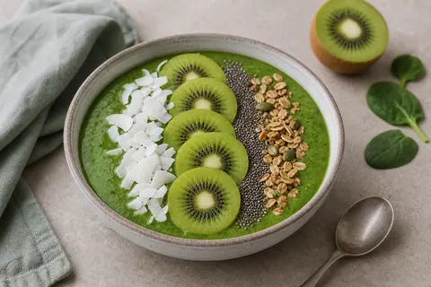 Imagen ilustrativa de Smoothie bowl verde de kiwi y espinaca
