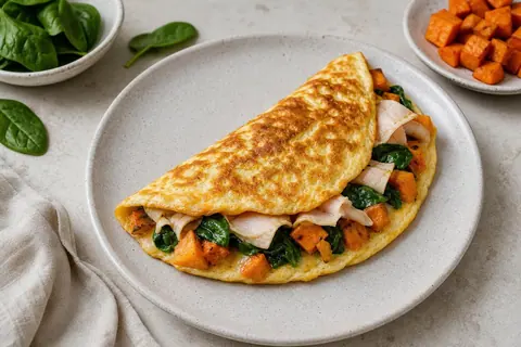 Imagen ilustrativa de Tortilla de boniato, espinaca y pavo