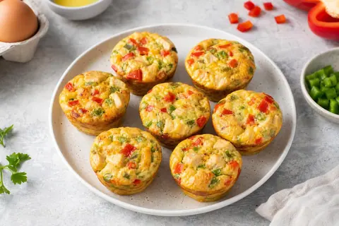 Imagen ilustrativa de Muffins de huevo, pollo y verduras