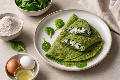 Imagen ilustrativa de Crepes de espinaca rellenos de ricotta
