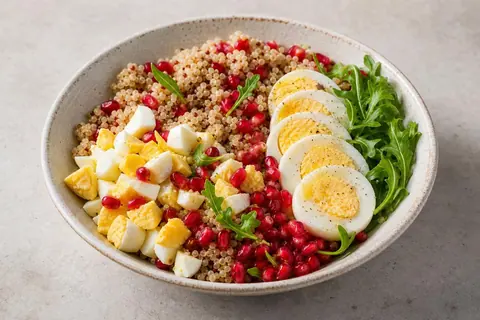 Imagen ilustrativa de Ensalada de quinoa, huevo y granada