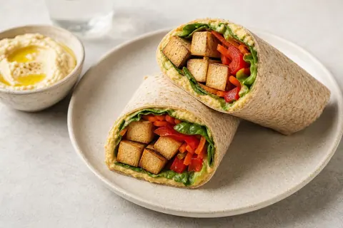 Imagen ilustrativa de Wrap de tofu ahumado, hummus y verduras