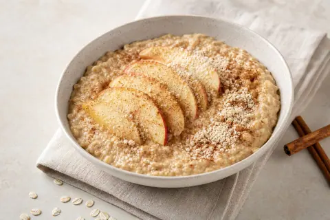 Imagen ilustrativa de Porridge exprés de manzana asada, vainilla y canela