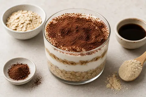 Imagen ilustrativa de Overnight oats estilo tiramisú proteico
