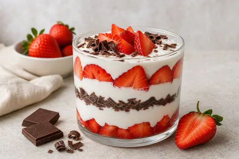 Imagen ilustrativa de Copa de skyr, fresa y chocolate