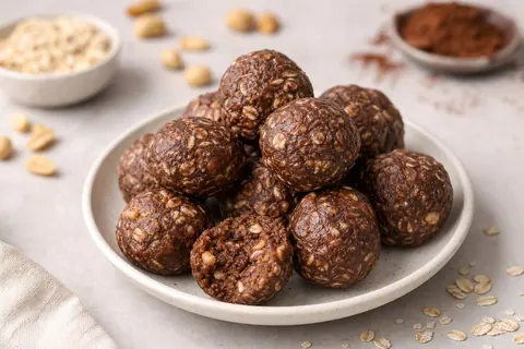 Imagen ilustrativa de Bocados de avena, cacao y cacahuete