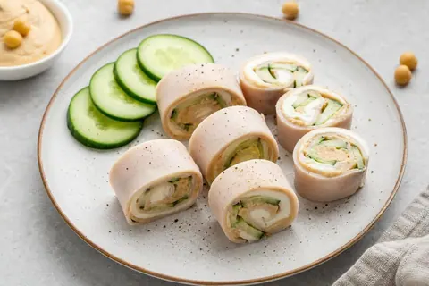 Imagen ilustrativa de Rollitos de pavo, queso y hummus