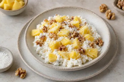 Imagen ilustrativa de Requesón con piña, coco y nueces