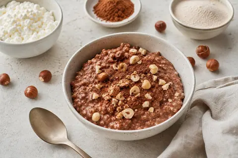 Imagen ilustrativa de Cottage batido con cacao y avellanas