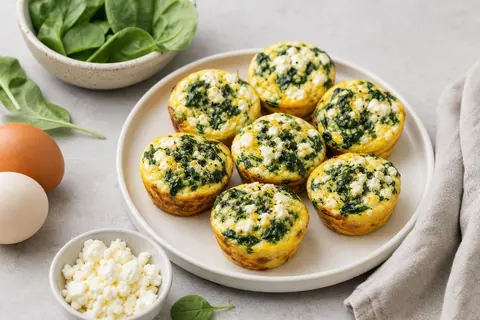 Imagen ilustrativa de Muffins de huevo, espinaca y feta
