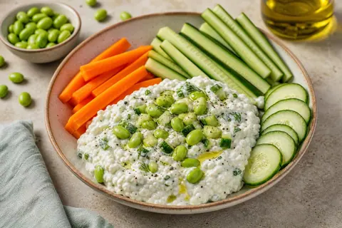 Imagen ilustrativa de Dip de cottage con edamame y crudités