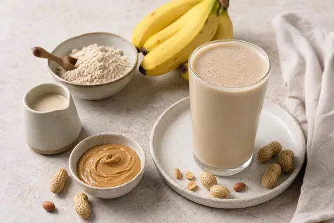 Imagen ilustrativa de Batido de soja, plátano y crema de cacahuete