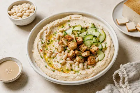 Imagen ilustrativa de Hummus de alubias con tofu ahumado
