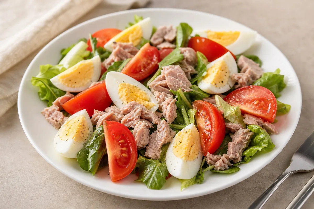 Imagen ilustrativa de Ensalada de atún, huevo y tomate