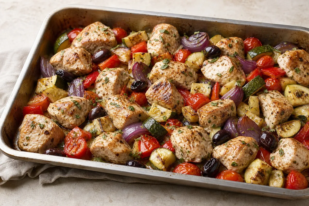 Imagen ilustrativa de Bandeja de pavo con verduras mediterráneas