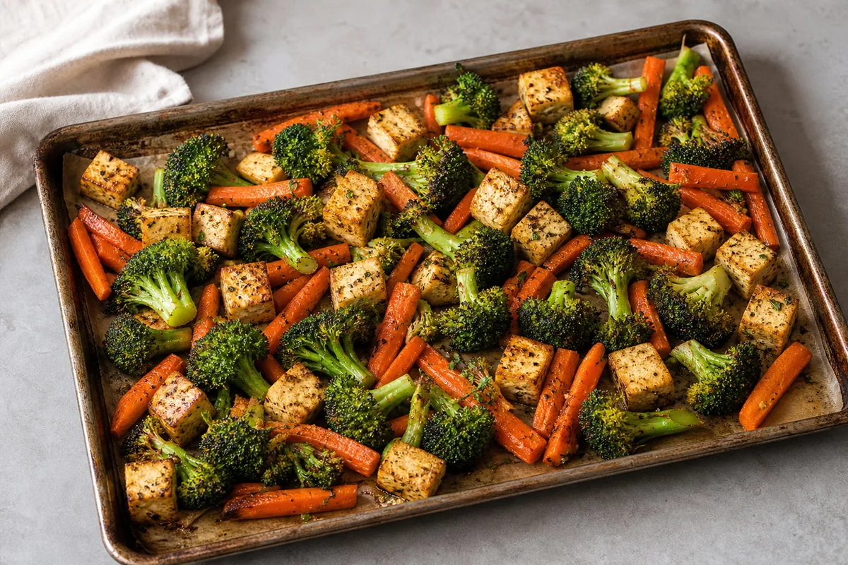 Imagen ilustrativa de Bandeja de tofu con brócoli y zanahoria