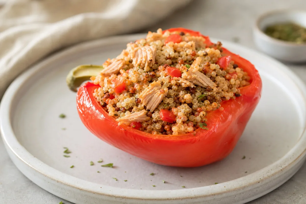 Imagen ilustrativa de Pimiento relleno de atún y quinoa