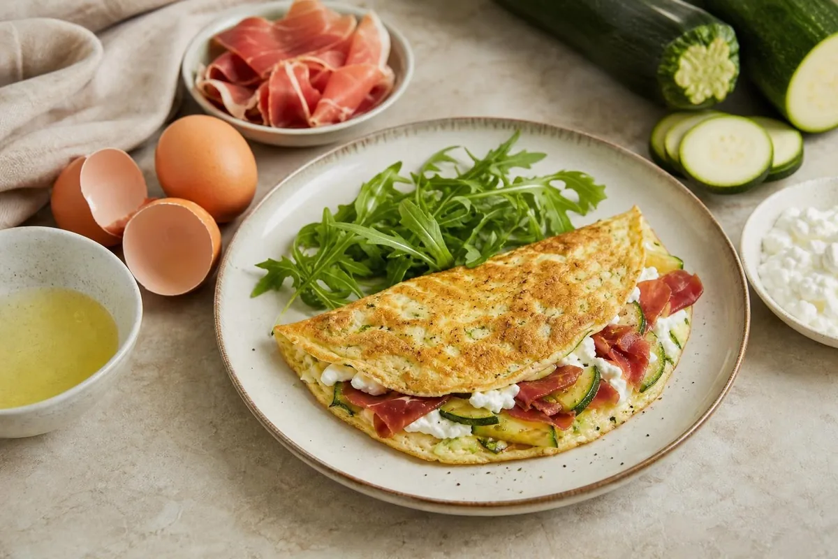 Imagen ilustrativa de Tortilla de calabacín con jamón y cottage