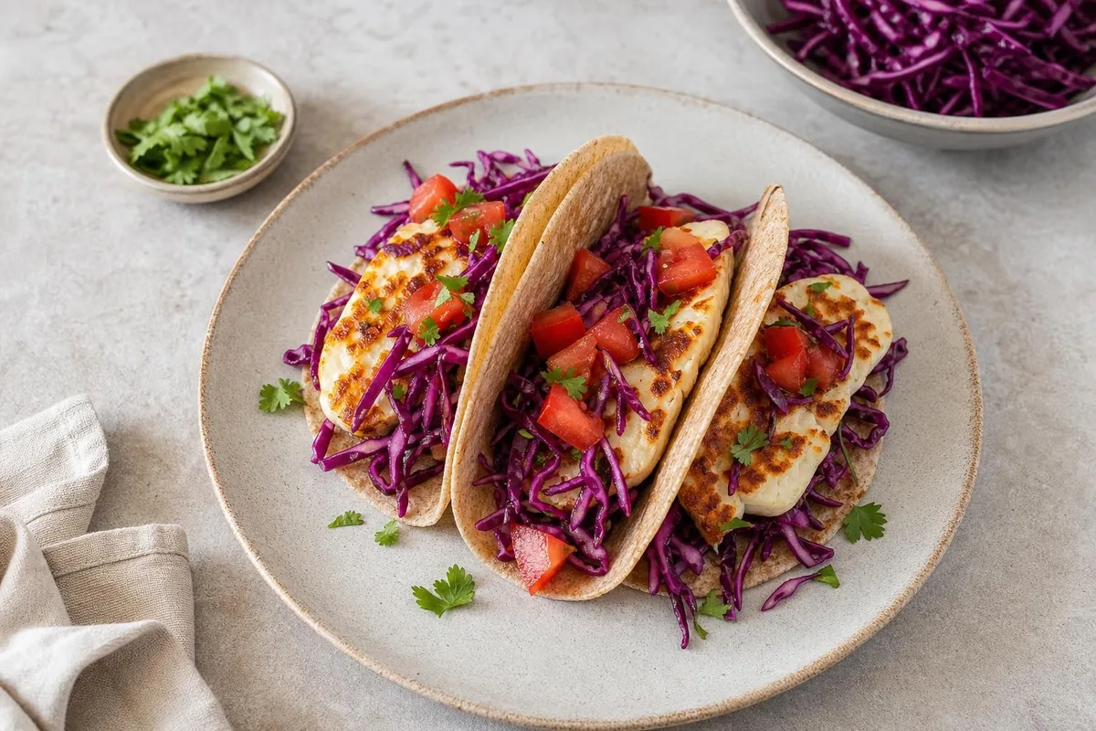 Imagen ilustrativa de Tacos de halloumi y col morada