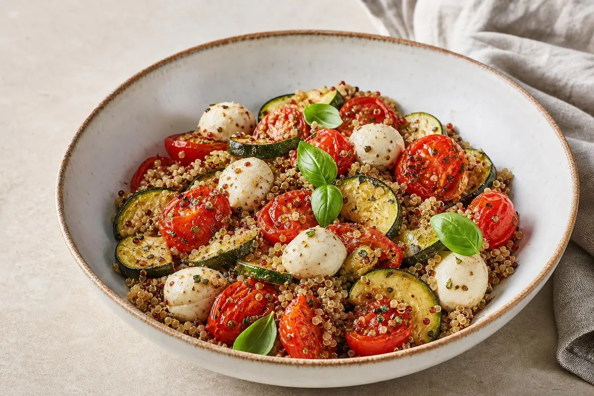 Imagen ilustrativa de Ensalada tibia de quinoa, mozzarella y tomate asado