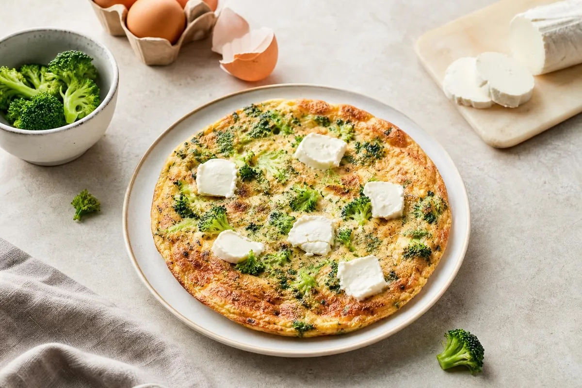 Imagen ilustrativa de Tortilla de brócoli y queso de cabra