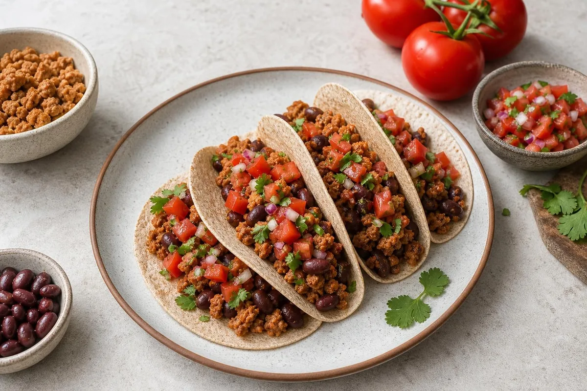 Imagen ilustrativa de Tacos de soja texturizada y pico de gallo