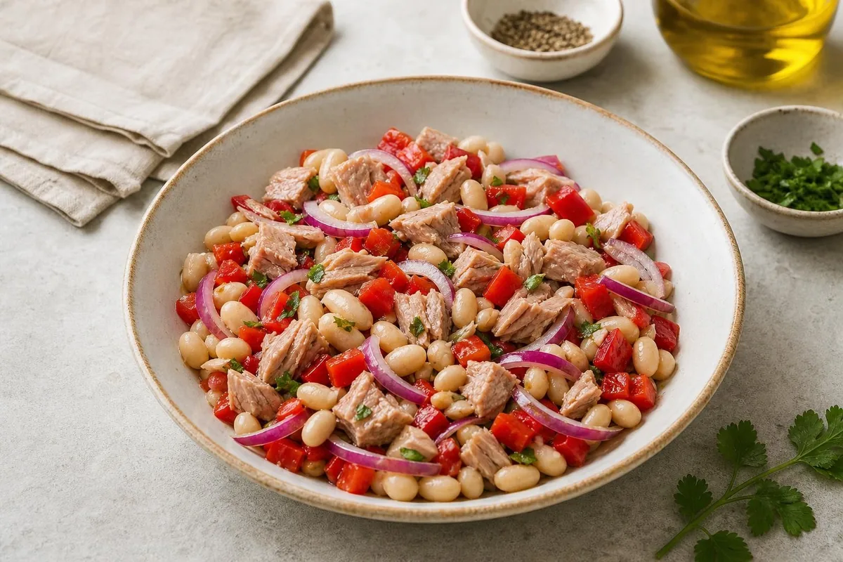 Imagen ilustrativa de Ensalada de atún, alubias y pimiento
