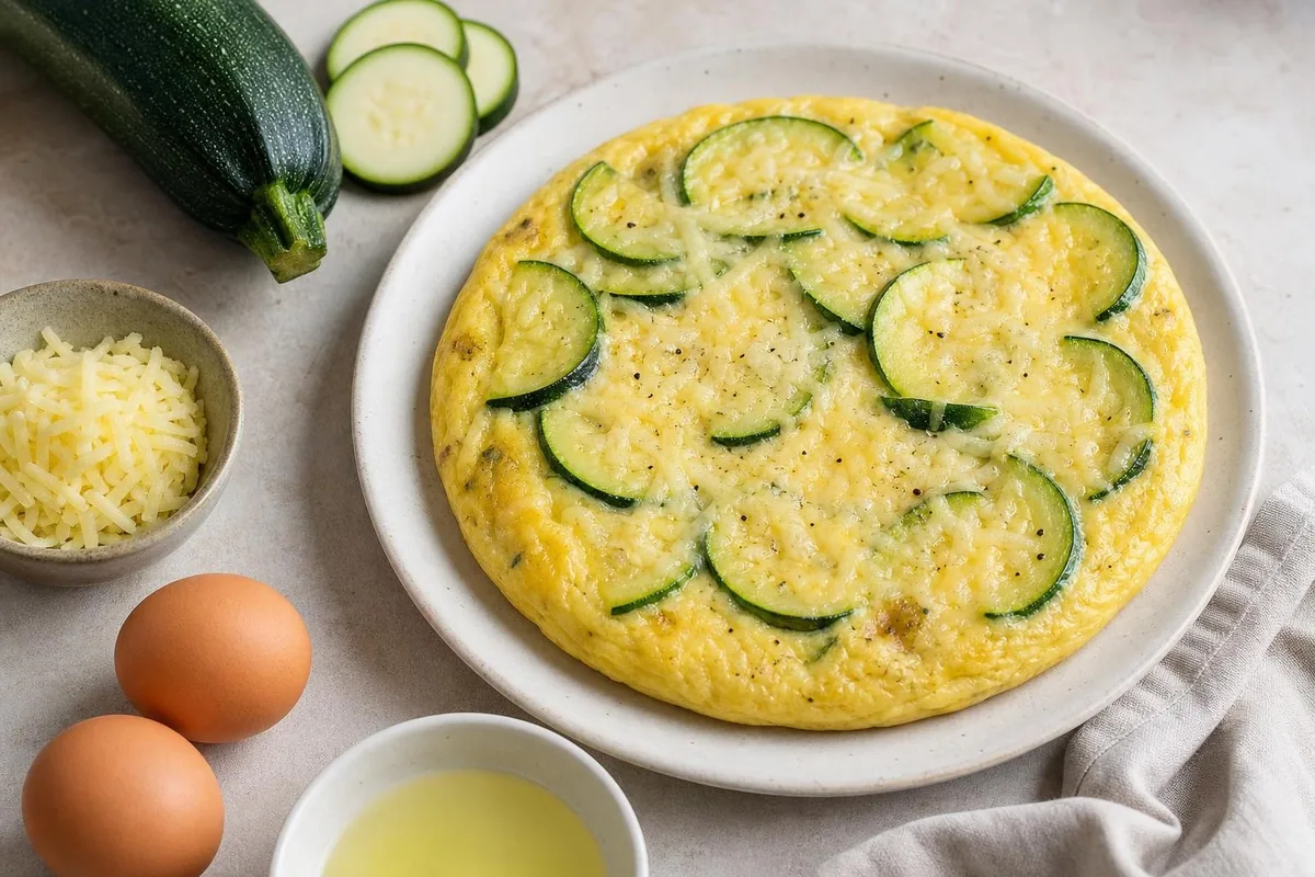Imagen ilustrativa de Tortilla de calabacín y queso al microondas
