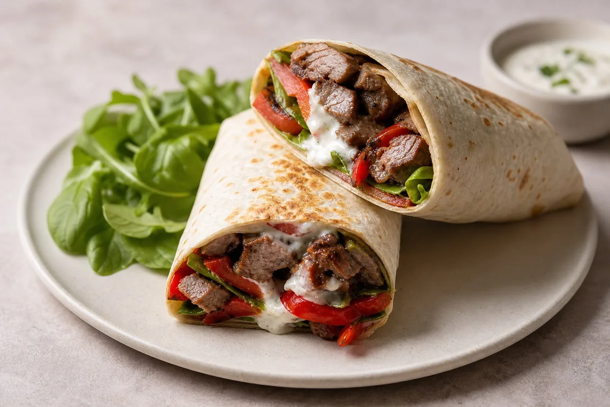 Imagen ilustrativa de Wrap de ternera, pimiento y yogur