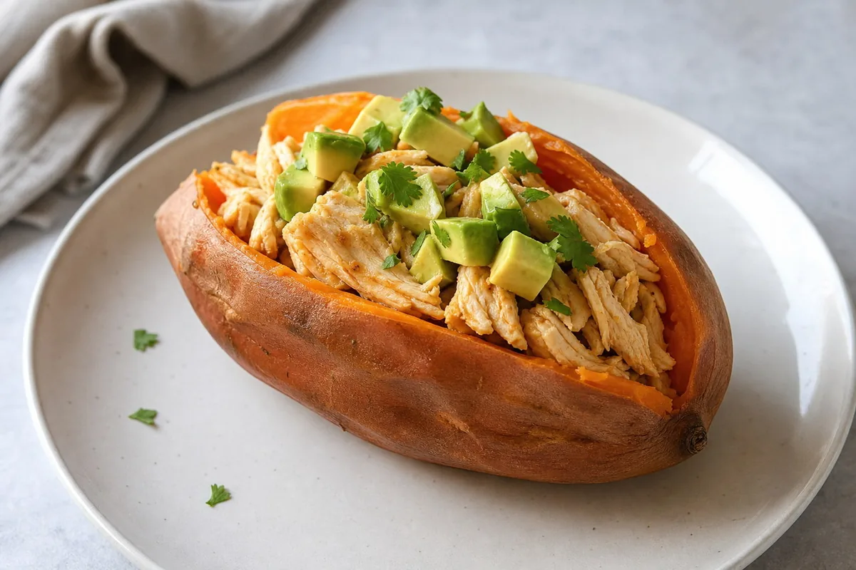 Imagen ilustrativa de Boniato relleno de pollo y aguacate
