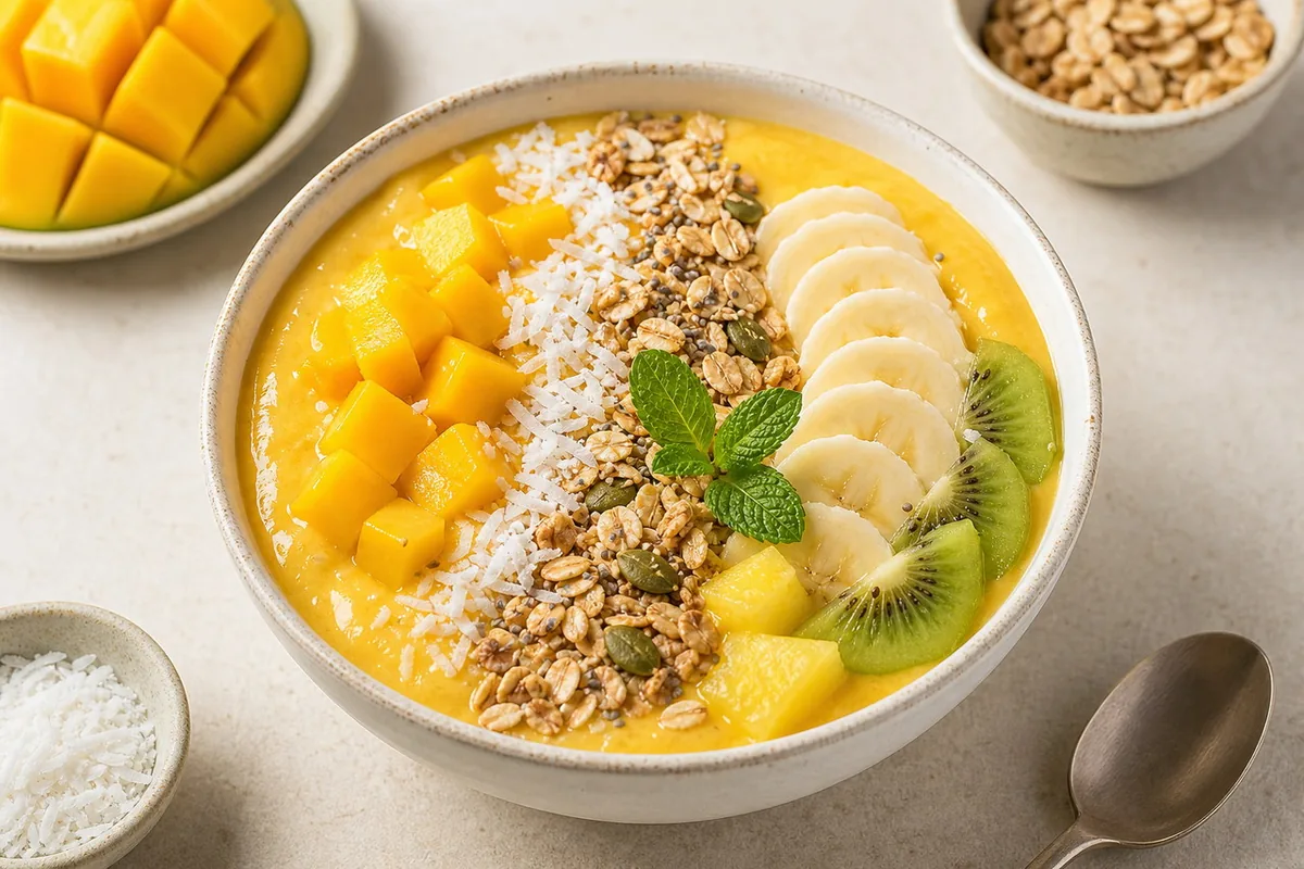 Imagen ilustrativa de Smoothie bowl tropical de mango