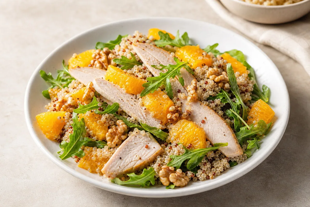 Imagen ilustrativa de Ensalada de pavo, quinoa y naranja