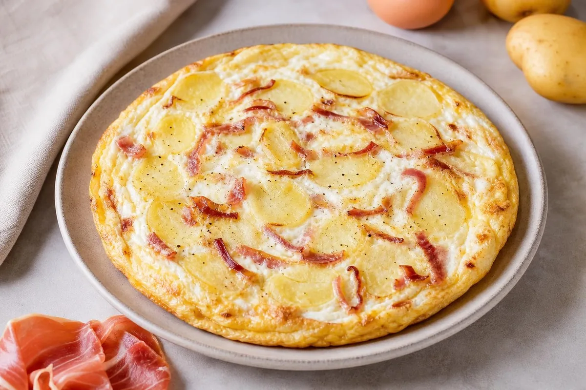 Imagen ilustrativa de Frittata de claras, patata y jamón serrano