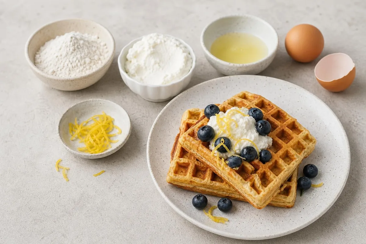 Imagen ilustrativa de Gofres de avena, ricotta y limón