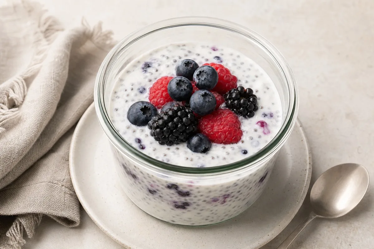 Imagen ilustrativa de Chía pudding cremoso de frutos del bosque
