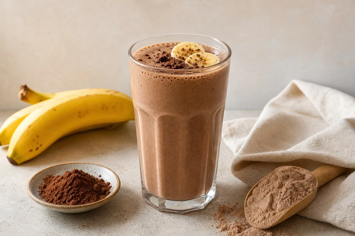 Imagen ilustrativa de Batido de plátano, cacao y whey