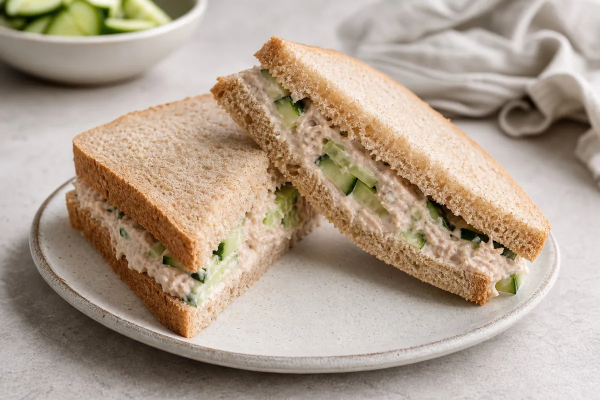 Imagen ilustrativa de Sándwich de atún, yogur y pepino