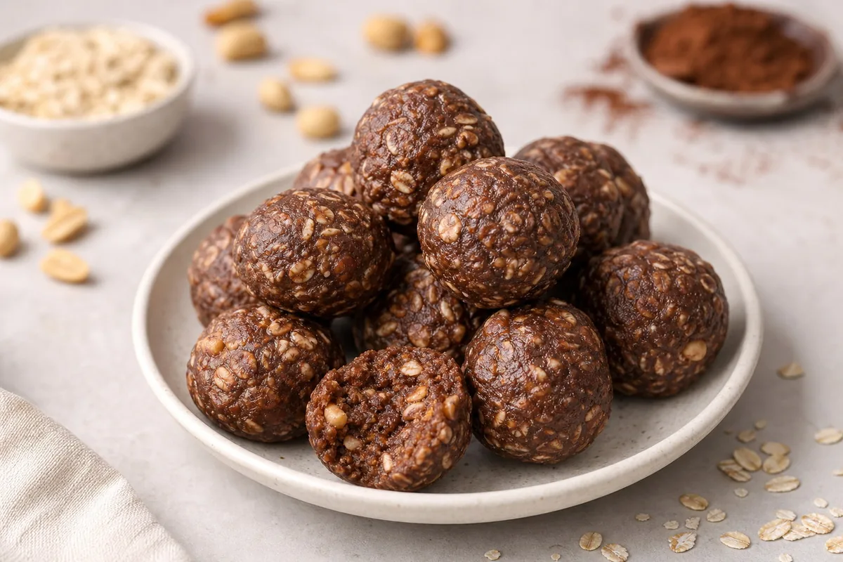 Imagen ilustrativa de Bocados de avena, cacao y cacahuete