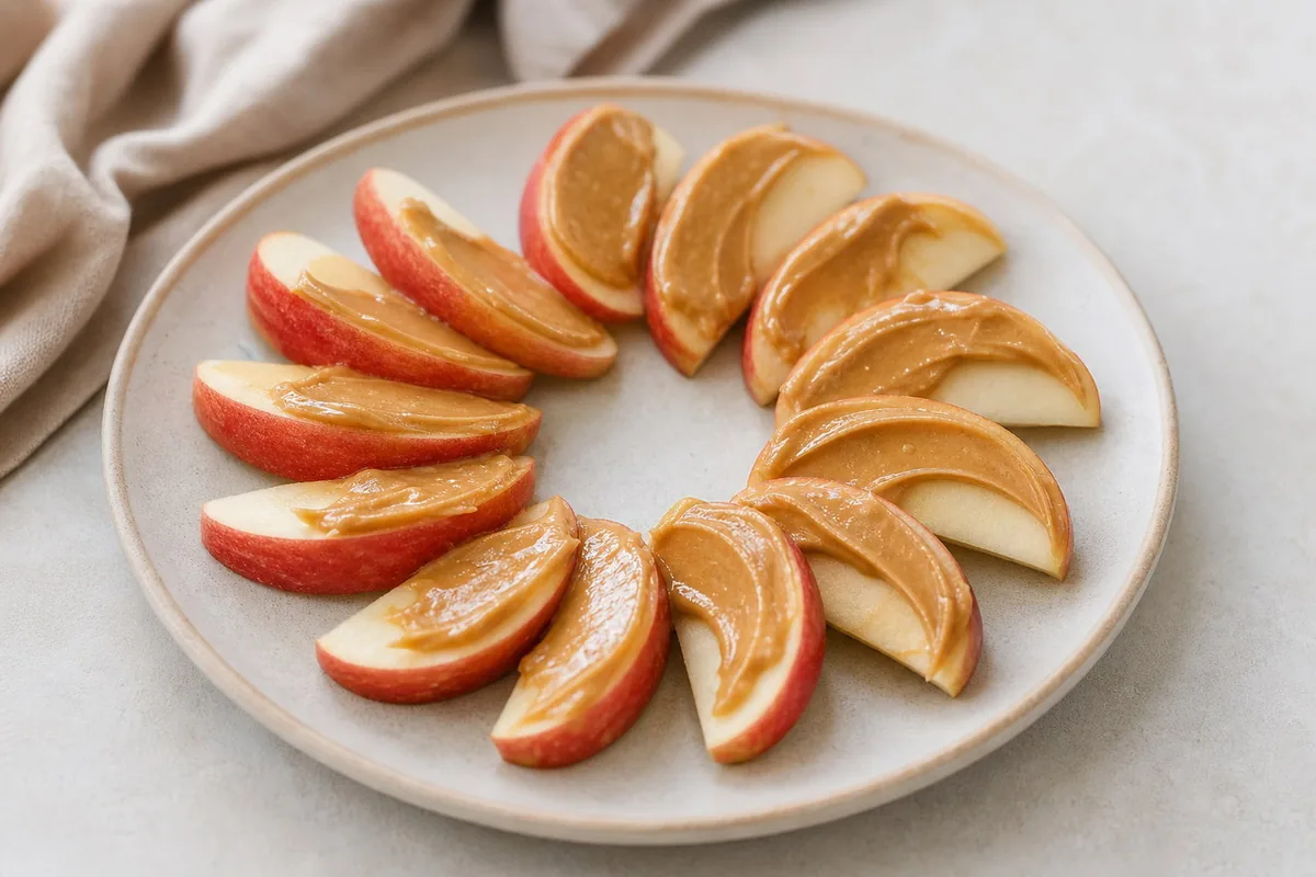 Imagen ilustrativa de Manzana con crema proteica de cacahuete