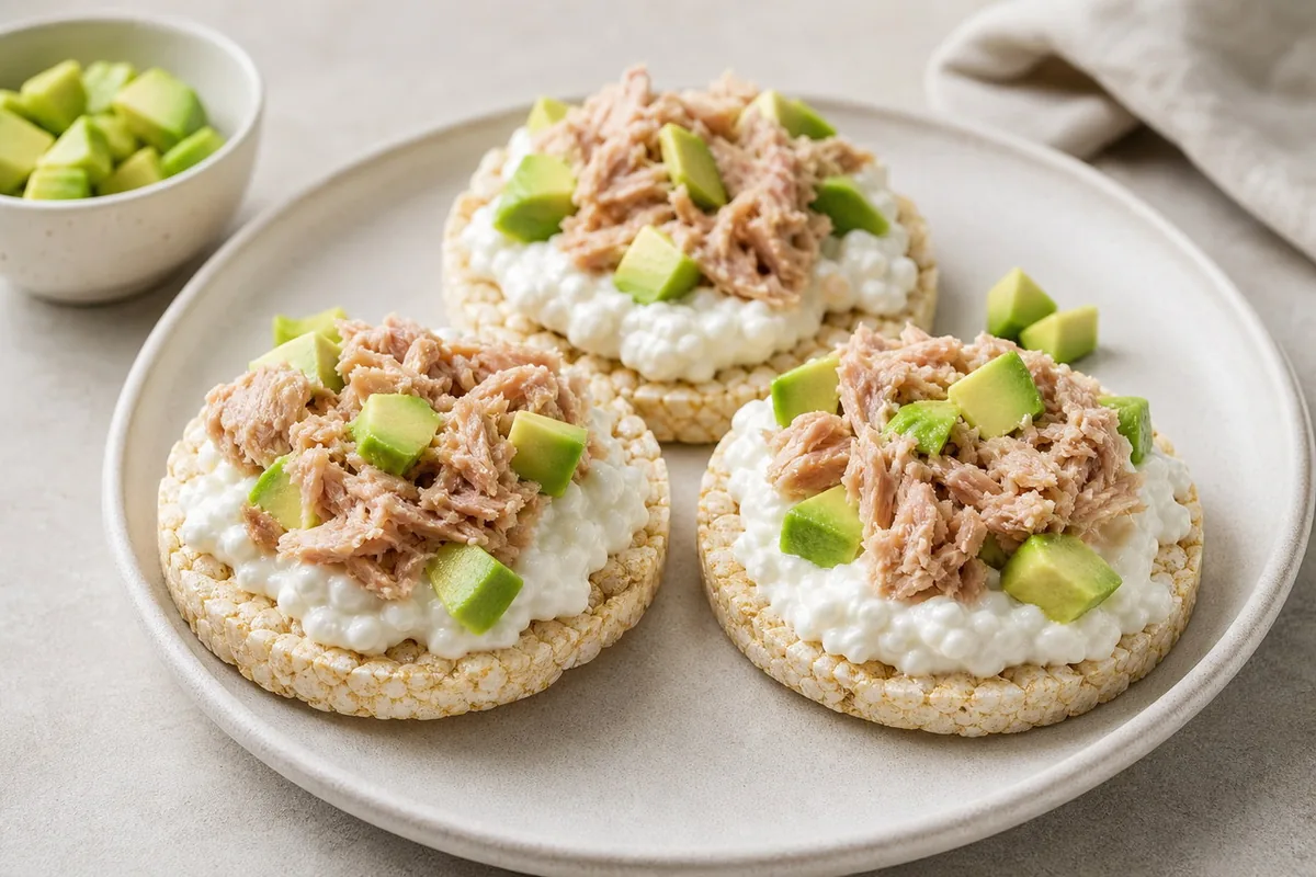 Imagen ilustrativa de Tortitas de arroz con atún y cottage