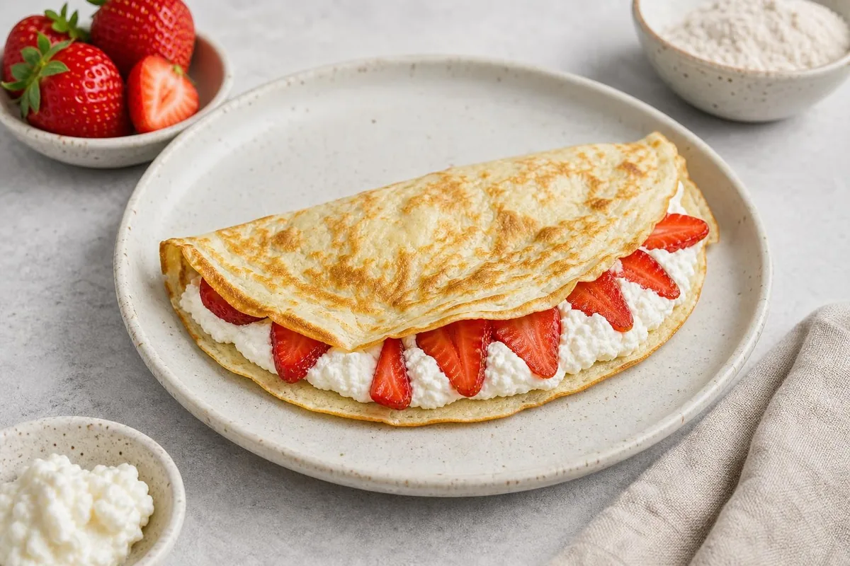 Imagen ilustrativa de Crepe de claras con ricotta y fresas